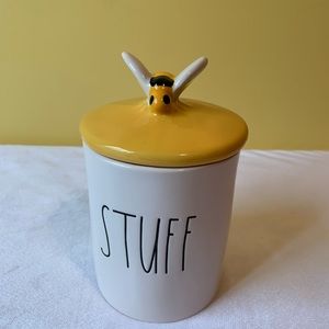 Rae Dunn Stuff Bee Storage Container Yellow Inside
